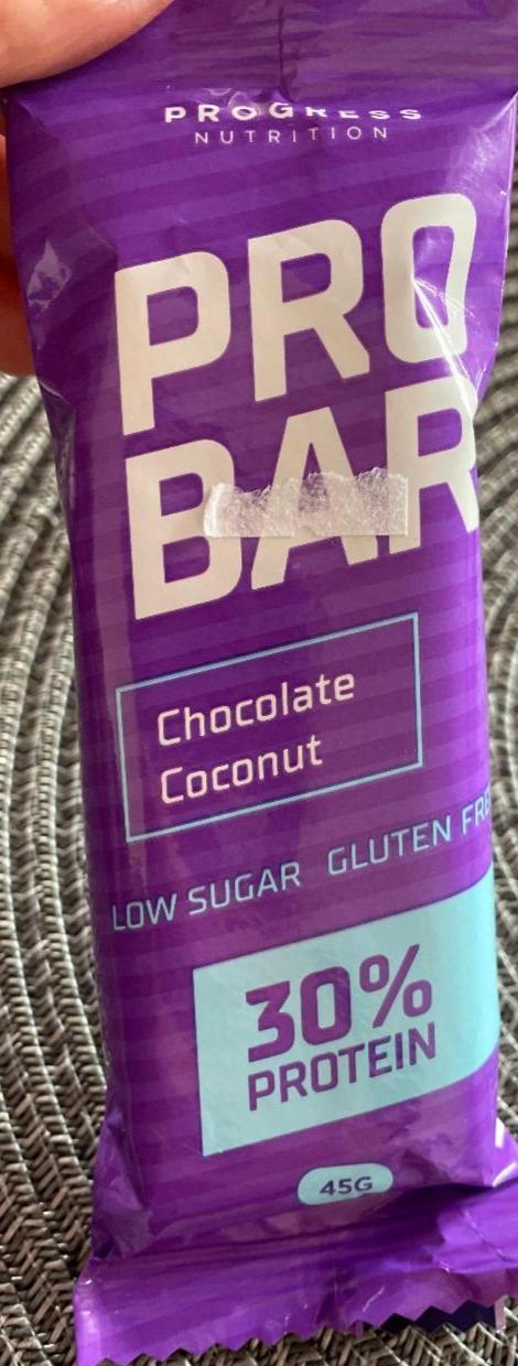Фото - Протеїновий батончик зі смаком шоколаду та кокосу з підсолоджувачем Progress nutrition