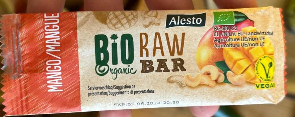 Фото - Батончик органічний Bio Organic Raw Bar Mango Alesto