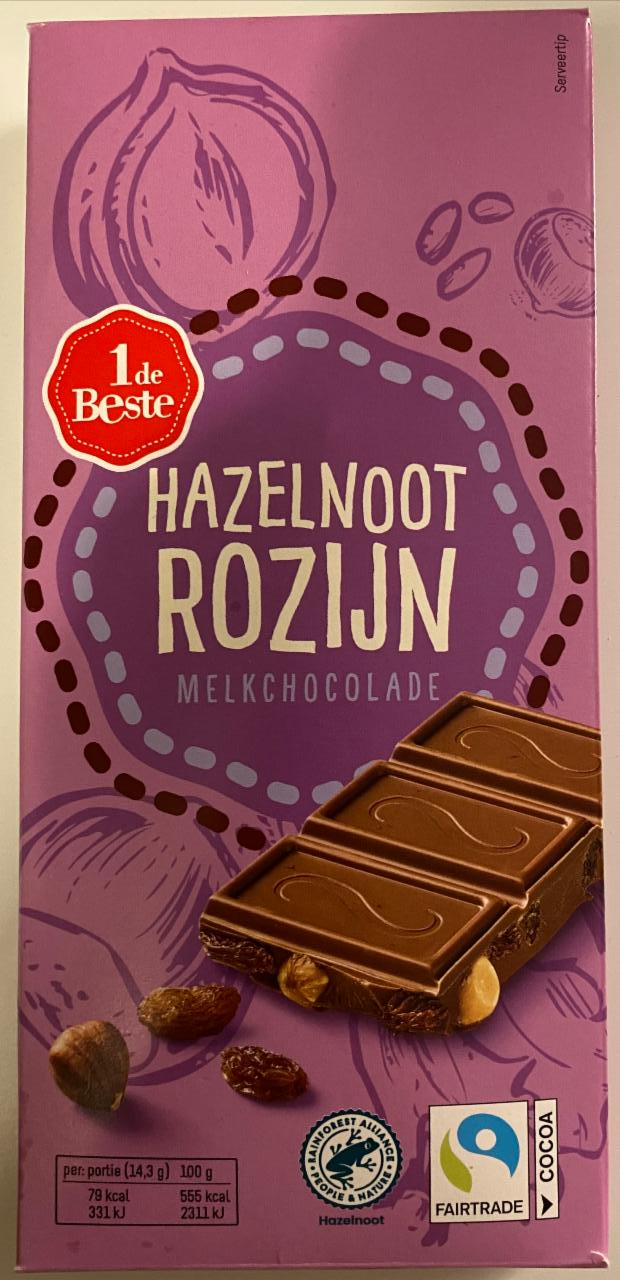 Фото - Шоколад молочний з горіхами та родзинками Hazelnoot Rozijn 1 De Beste