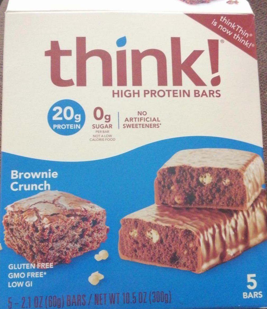 Фото - High Protein Bars Brownie Crunch ThinkThin