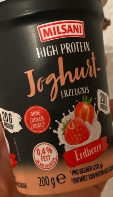 Фото - Йогурт 0.4% полуничний з високим вмістом протеїну Milsani