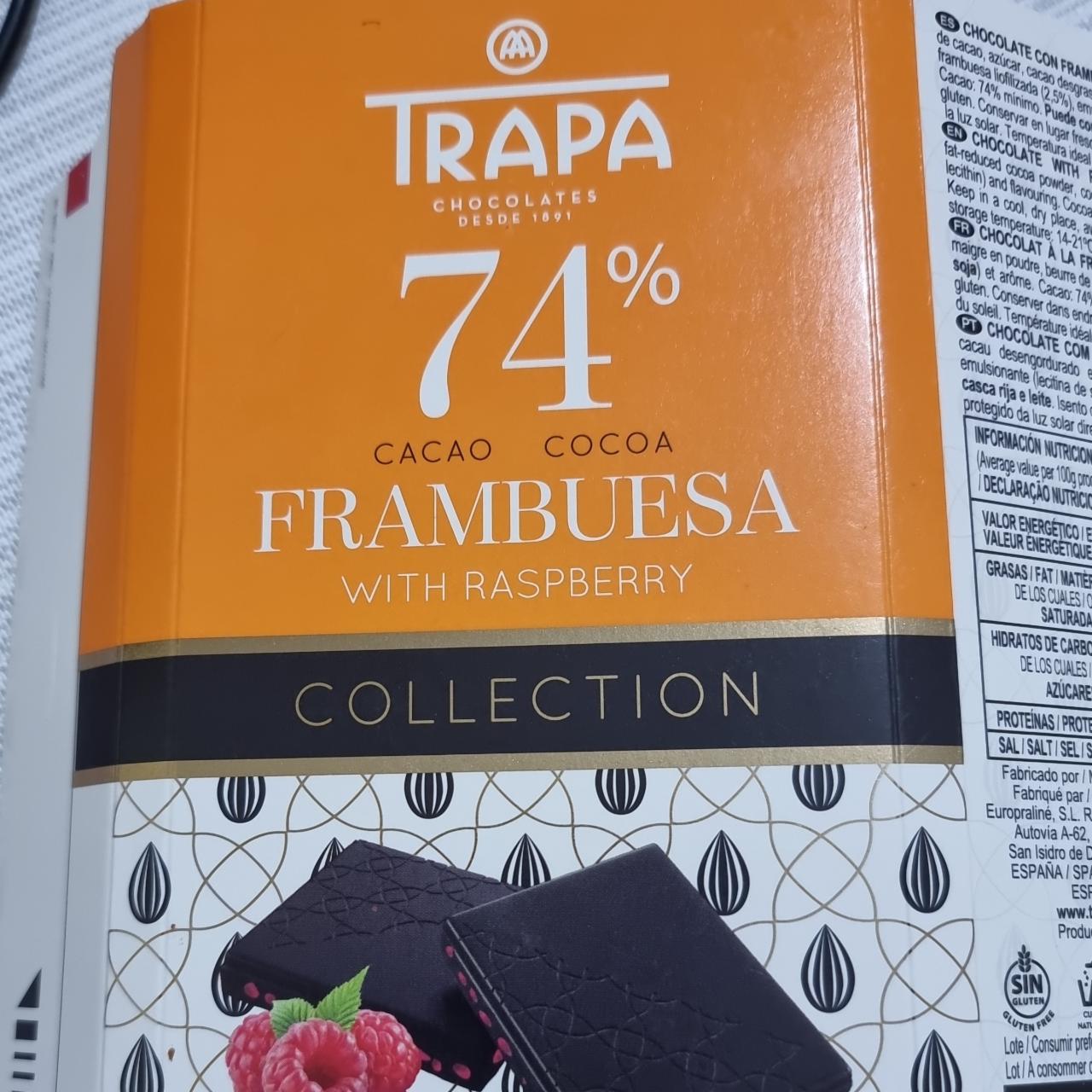Фото - Шоколад 74% чорний з малиною Trapa