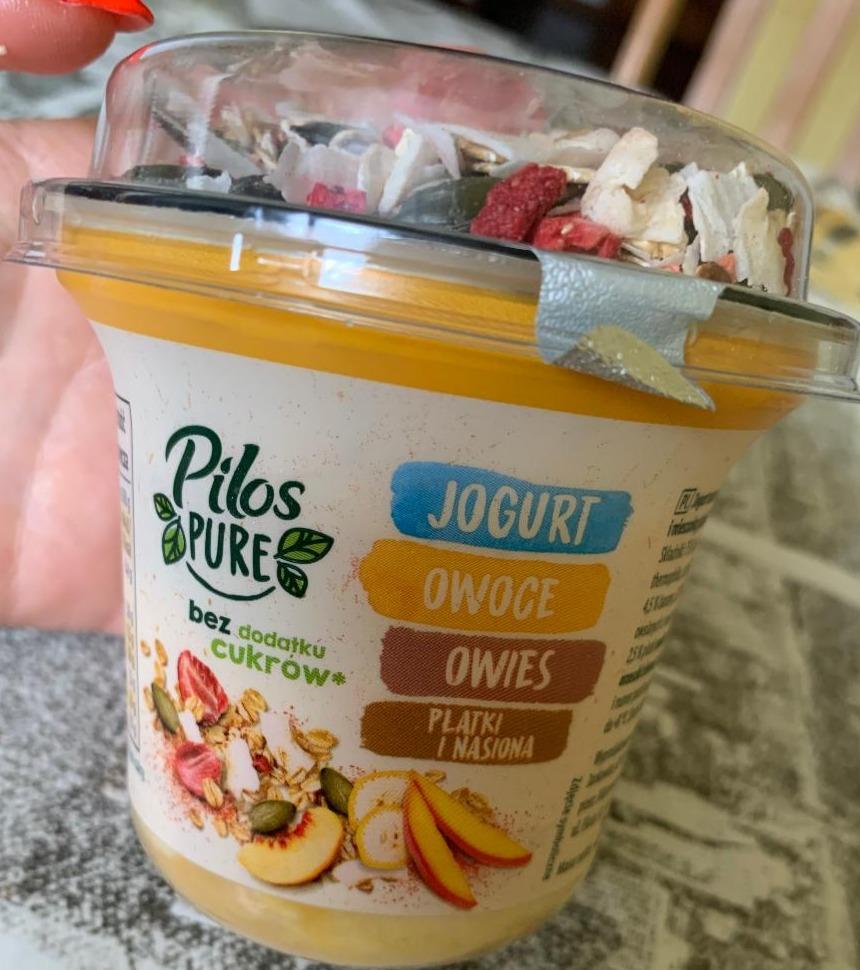 Фото - Jogurt owoce owies platki i nasiona Pilos pure