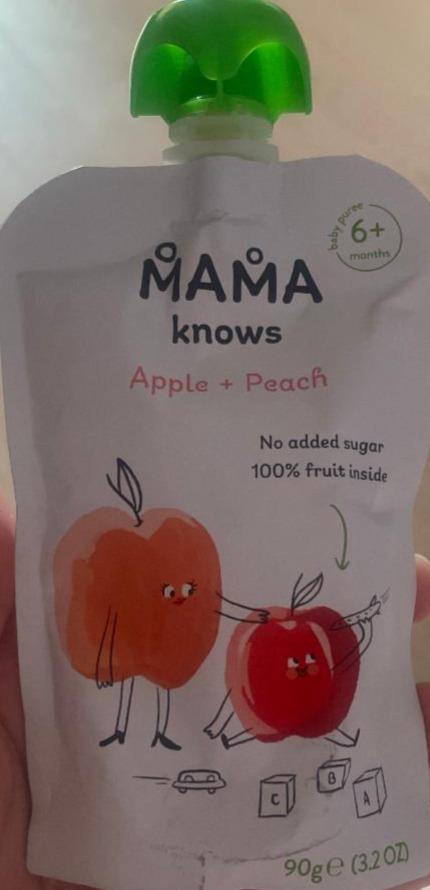 Фото - Пюре фруктове Яблуко-персик Mama Knows
