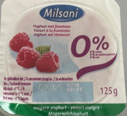 Фото - Yoghurt met framboise 0% fett Milsani