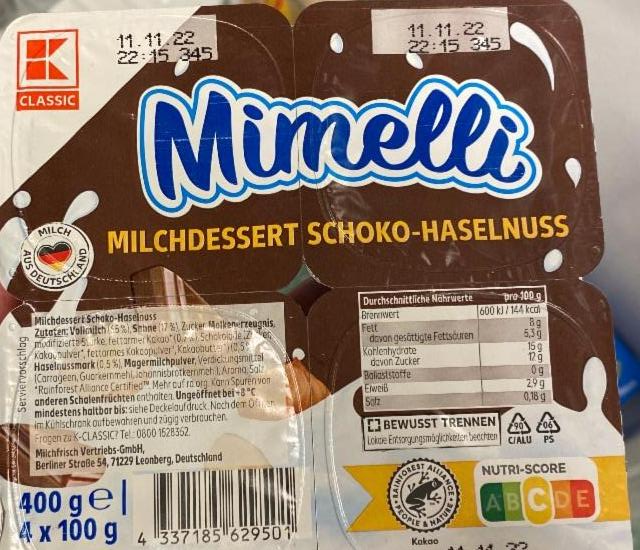 Фото - Десерт молочний горіхово-шоколадний Mimelli K-Classic
