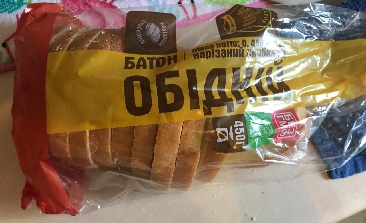 Фото - Батон нарізний подовий Обідній Рум'яний хліб
