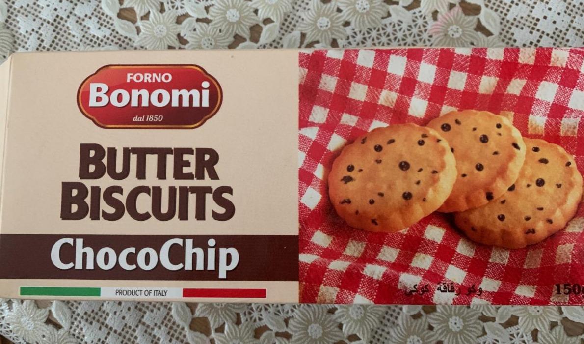 Фото - Пісочне печиво з шоколадними крихтами Butter Biscuits ChocoChip Bonomi