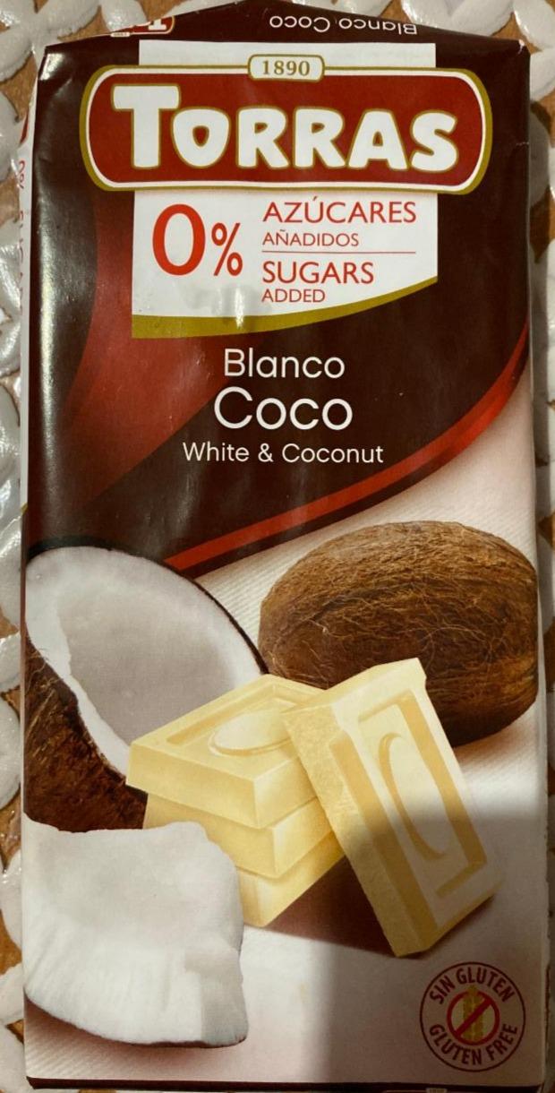 Фото - Шоколад білий з кокосовим смаком Blanco Coco White & Coconut Torras