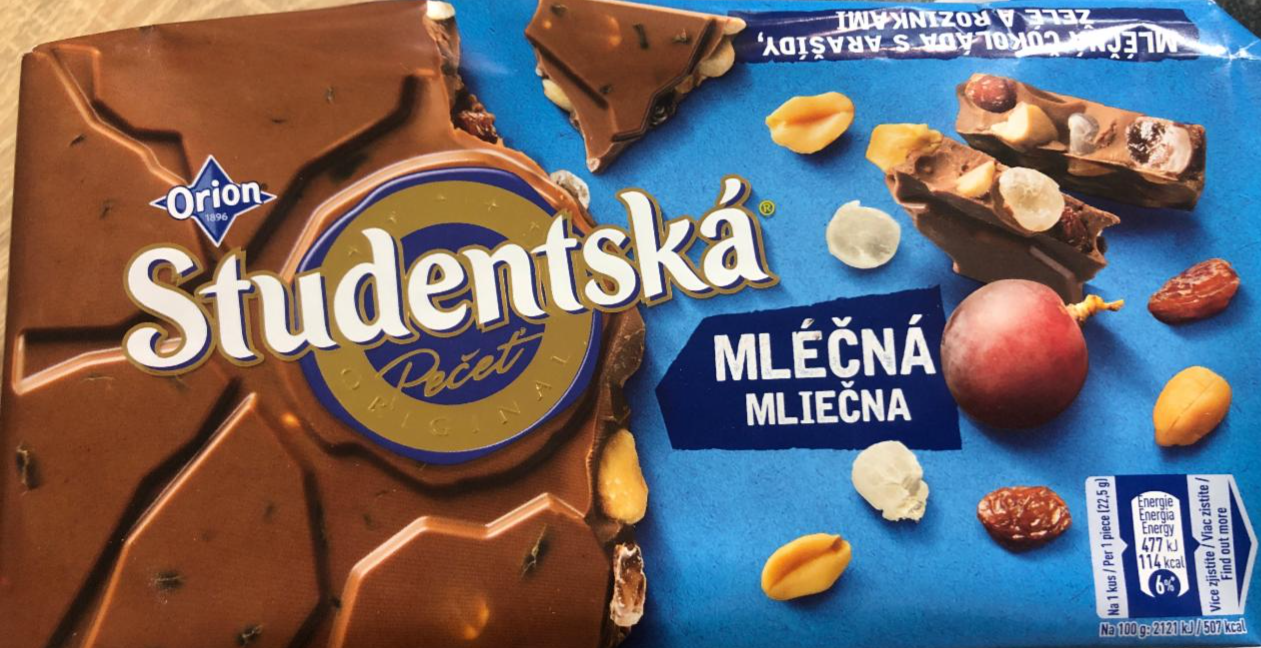 Фото - Шоколад молочно-темний з арахісом та родзинками Studentska Pecet Duomix Orion