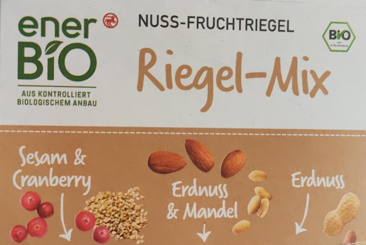 Фото - Nuss-Fruchtriegel Riegel-Mix tyčinka se sezamem, arašídy, klikvami, mandlemi a dýňovými semínky enerBiO