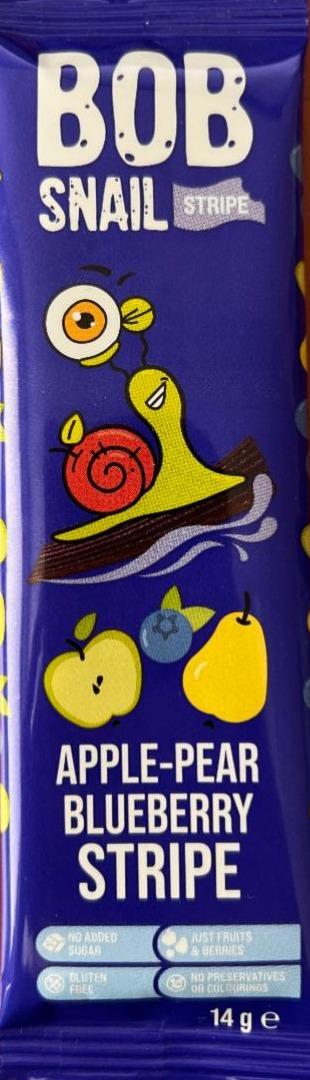 Фото - Цукерка фруктово-ягідна Яблучно-грушево-чорничний страйп Bob Snail