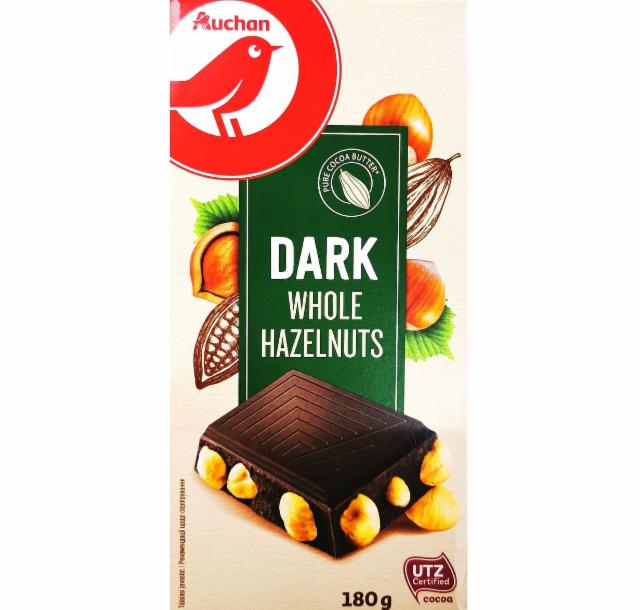 Фото - Темний шоколад з цілими обсмаженими лісовими горіхами Ашан Auchan
