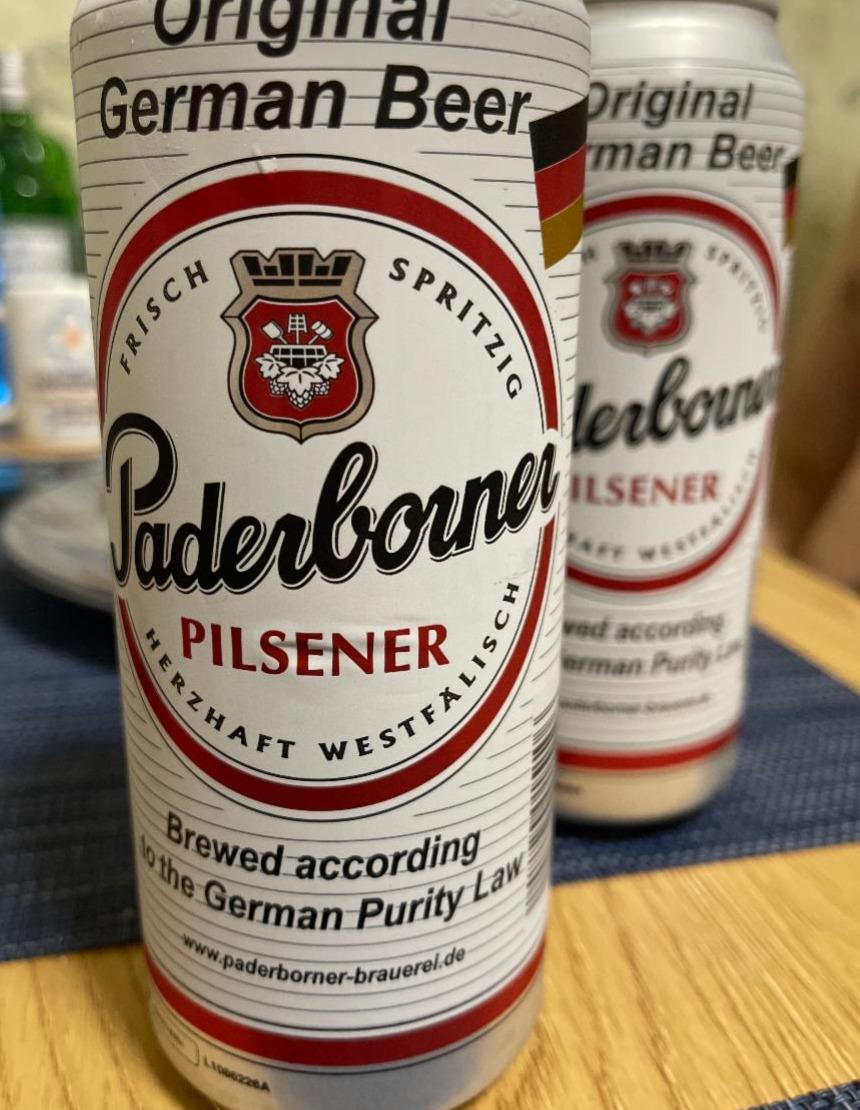 Фото - Пиво 4.8% світле фільтроване солодове Pilsener Paderborner
