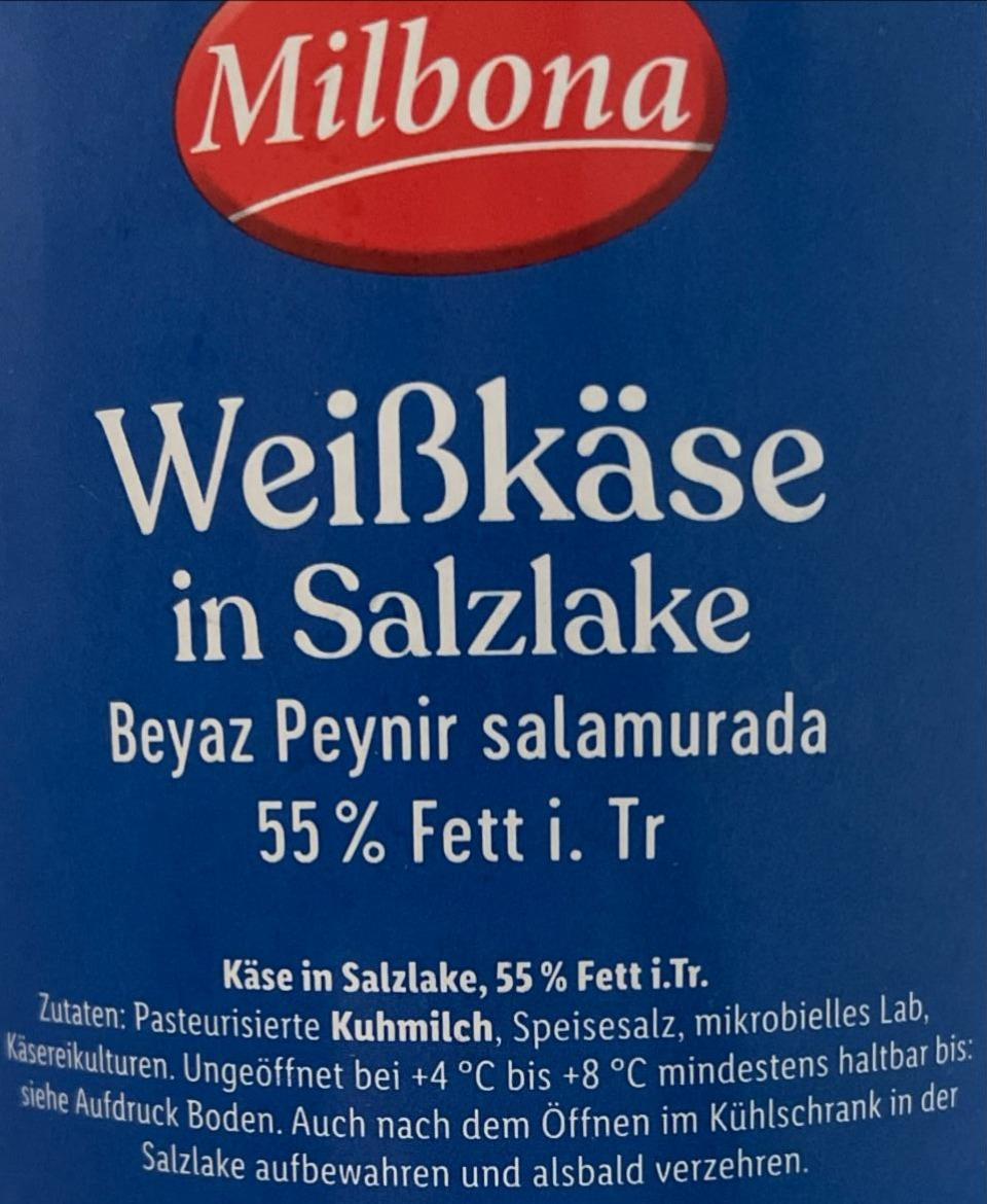Weißkäse in Salzlake Milbona - калорійність, харчова цінність  ⋙TablycjaKalorijnosti