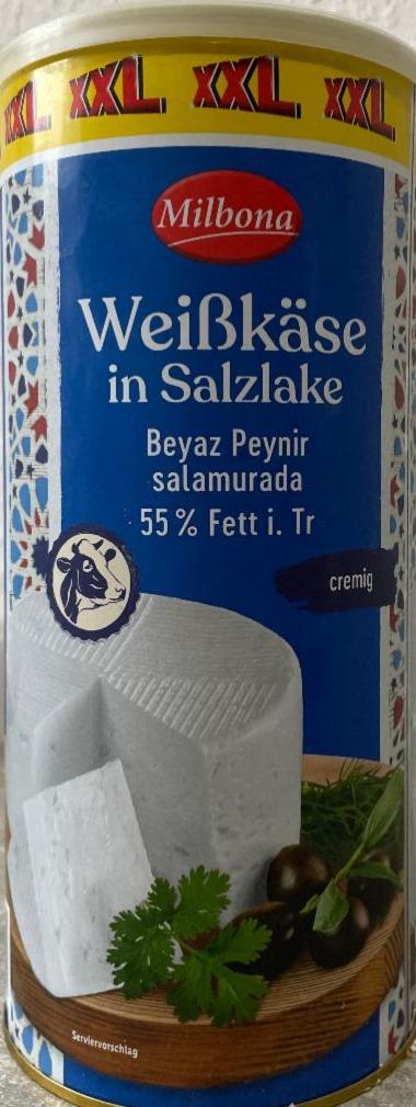 Weißkäse ⋙TablycjaKalorijnosti in калорійність, Salzlake - цінність Milbona харчова
