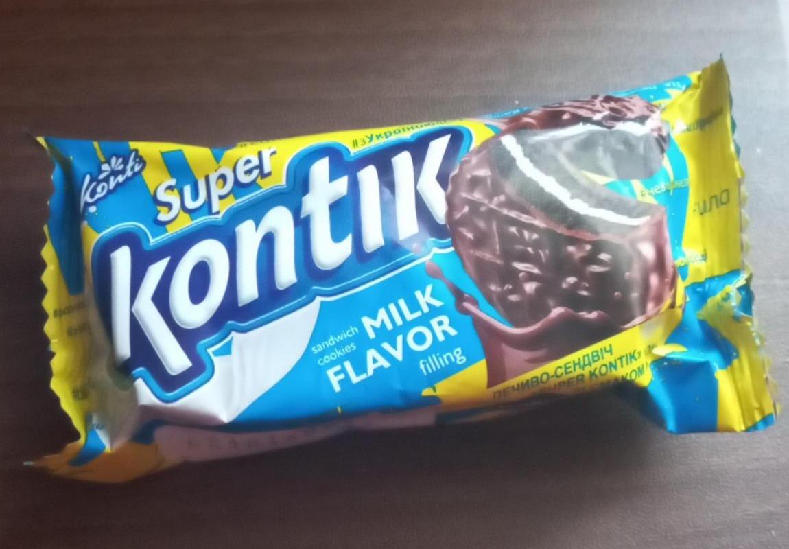 Фото - Печиво-сендвіч зі смаком молока Super Kontik Konti