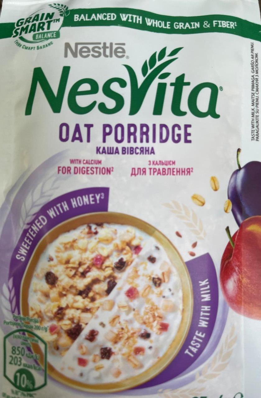 Фото - Каша вівсяна з пшеничними пластівцями, шматочками яблук, сливи та насіння льону Oat Porridge Nesvita Nestle