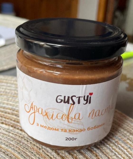 Фото - Арахісова паста з медом та какао бобами Gustyi