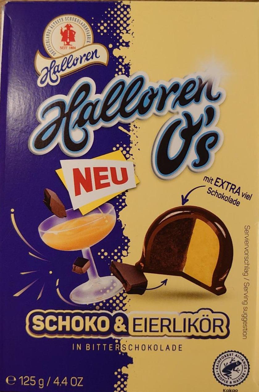 Фото - Цукерки Halloren O's Choco-Egg з начинкою праліне та какао, кремом з яєчним лікером в темному шоколаді 25% Halloren