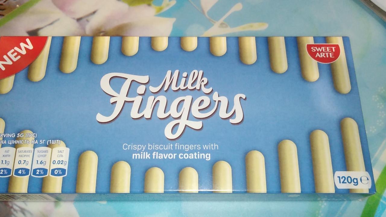 Фото - Печиво цукрове в молочній глазурі Choco Fingers Milk Sweet Arte