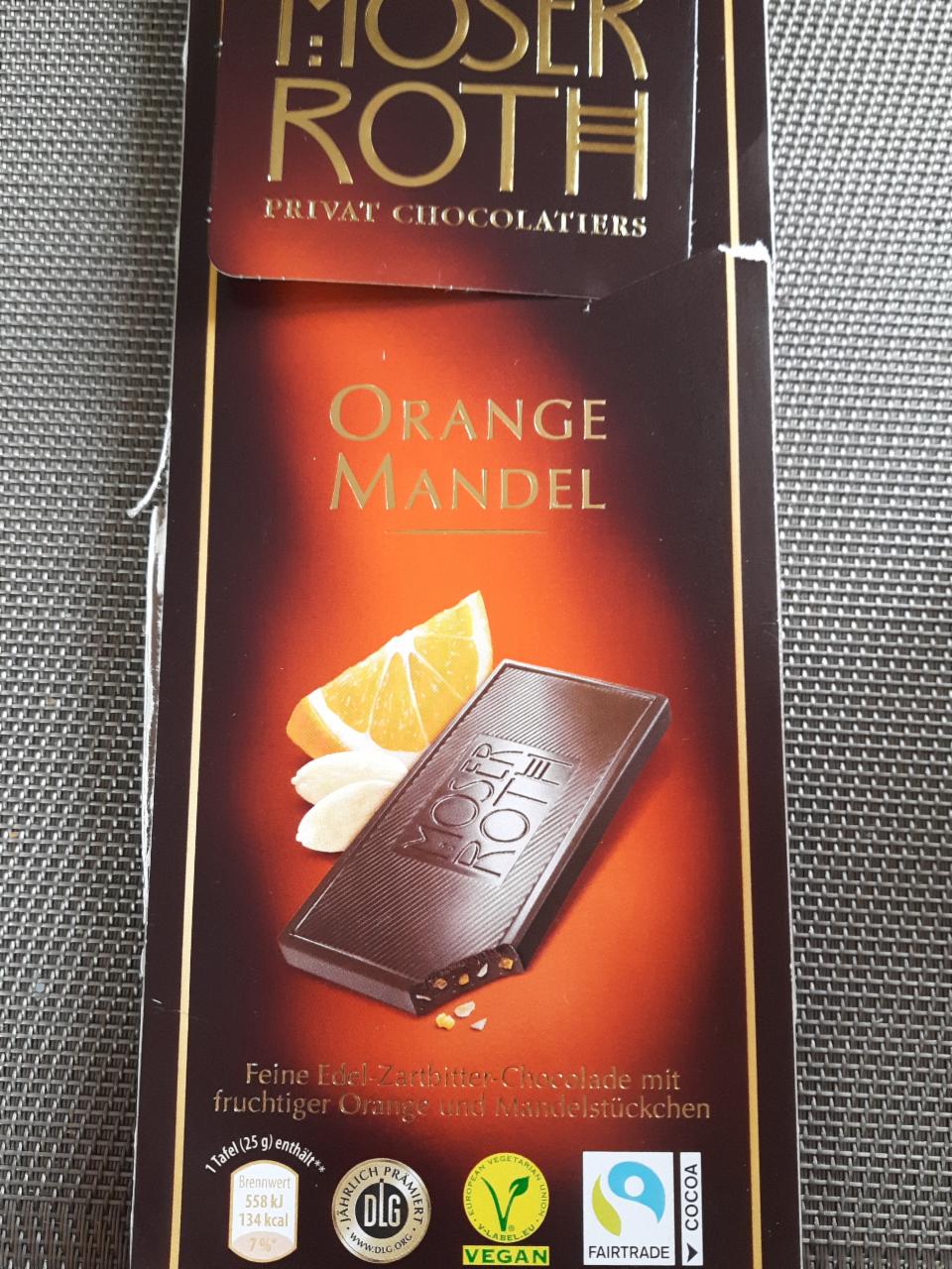 Фото - Шоколад чорний апельсин із мигдалем Orange Mandel Moser Roth