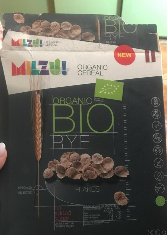 Фото - Пластівці житні без цукру Organic Bio Flakes Milzu!