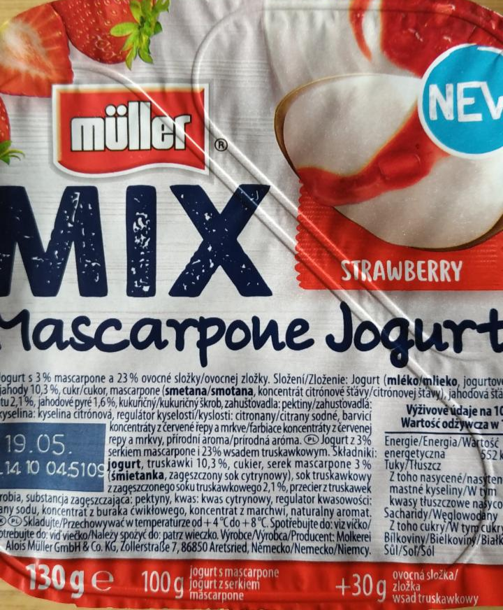 Фото - mascarpone jogurt strawberry Müller Mix