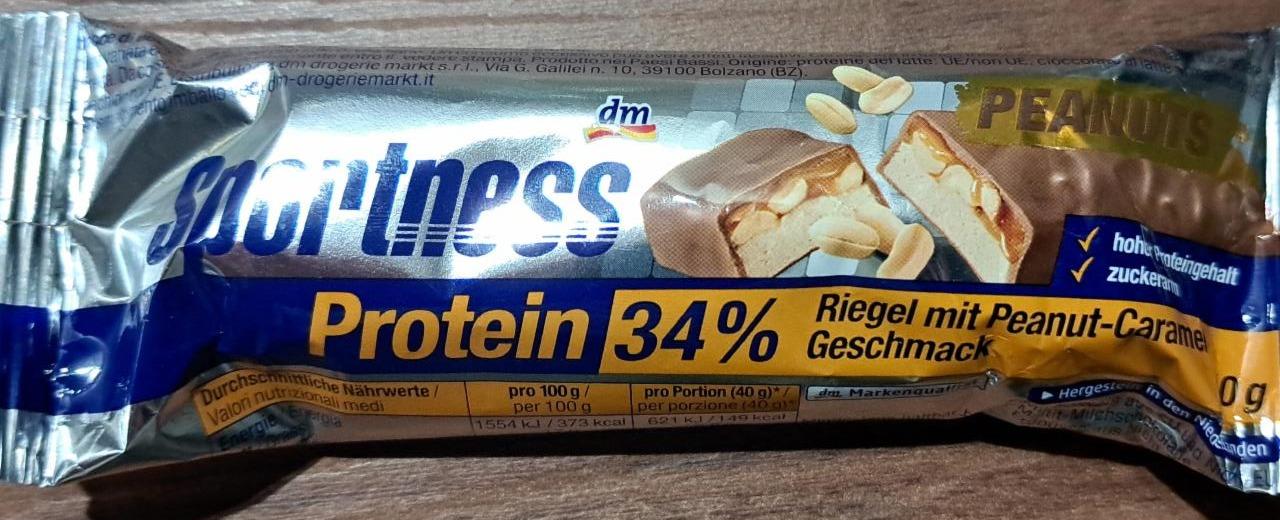 Фото - Батончик протеїновий зі смаком арахісу та карамелі Protein 34% Sportness