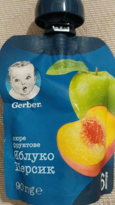 Фото - Пюре для дітей фруктове Яблуко і персик Gerber