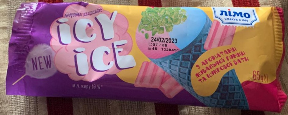 Фото - Морозиво-ріжок ICY ICE з ароматами жувальної гумки та цукрової вати Лімо