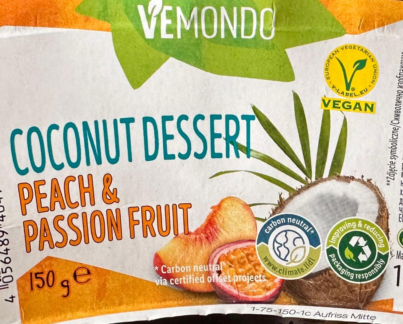 Фото - Coconut dessert peach & passion fruit vegan Vemondo