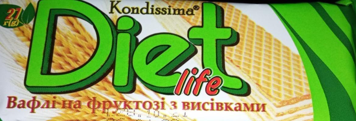 Фото - Вафлі на фруктозі з висівками Diet life Kondissima