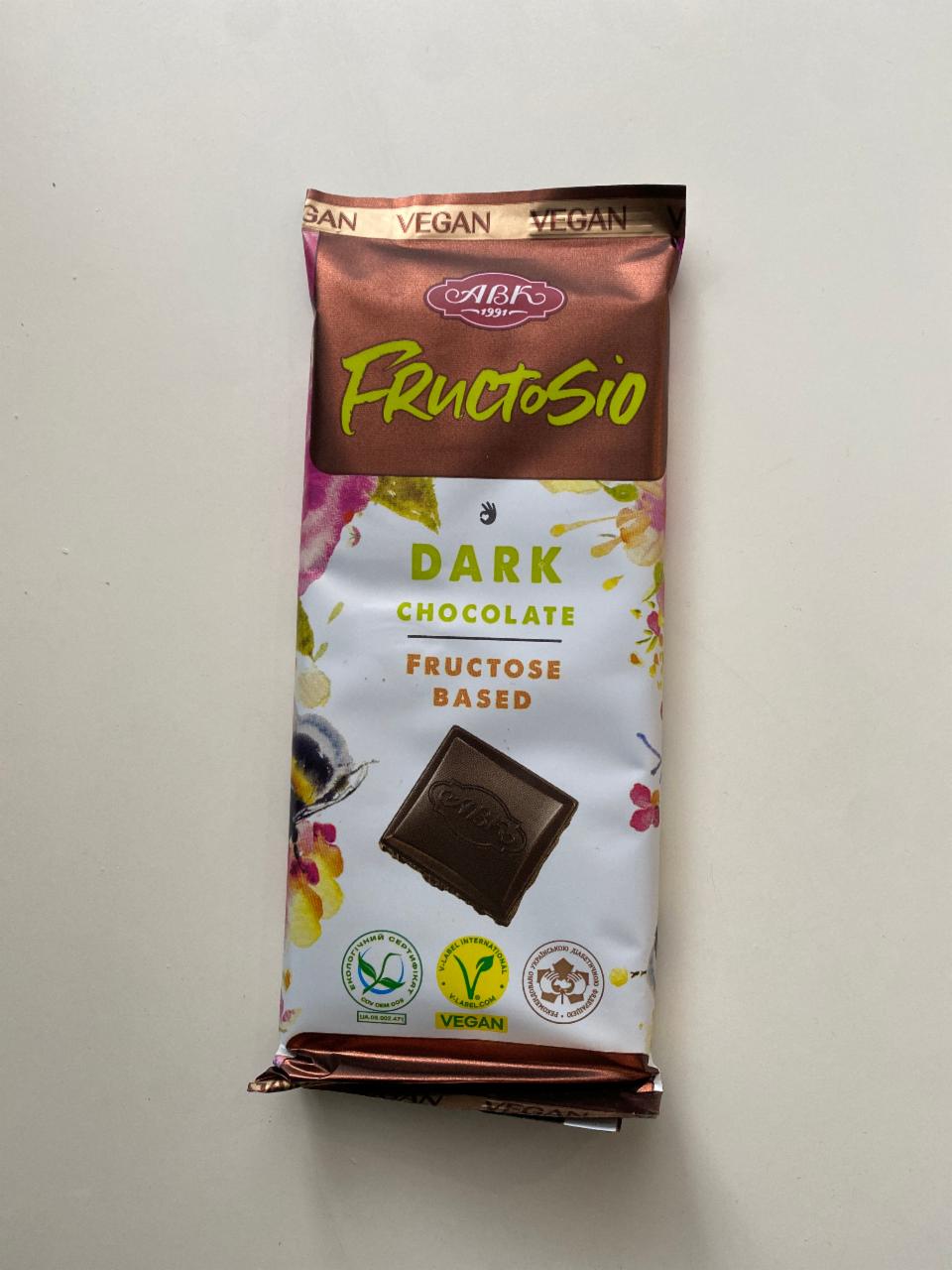 Фото - Шоколад з фруктозою без цукру Fructosio Dark Chocolate АВК