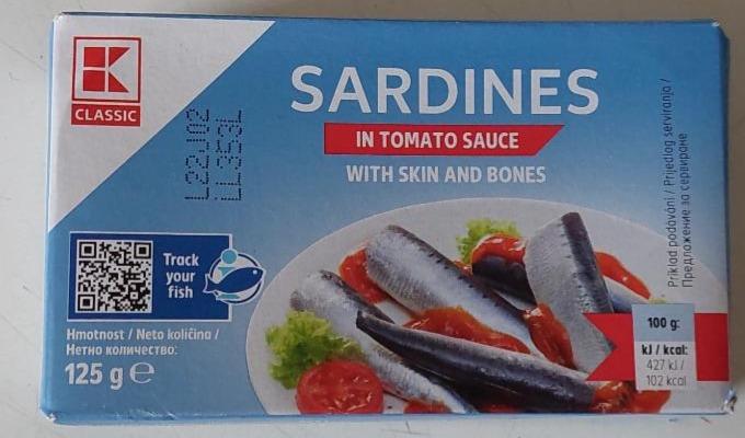 Фото - sardines in tomato sauce with skin and bones K-Classic