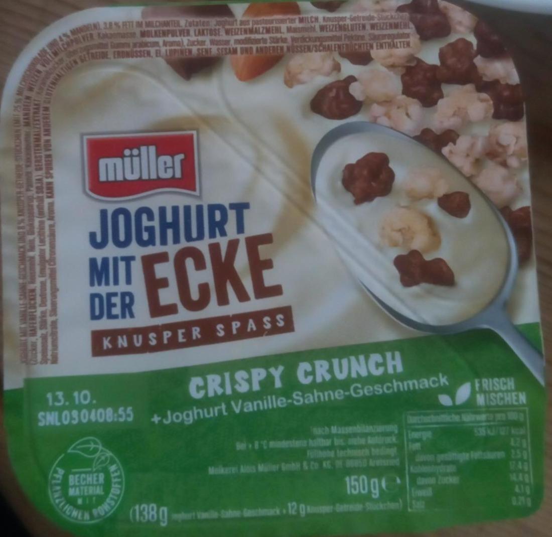 Фото - Йогурт зі смаком ванільного крему та 8% хрустких шматочків з 25% молочного шоколаду та 4% мигдалю 3,8% жирності в молочній частині Müller