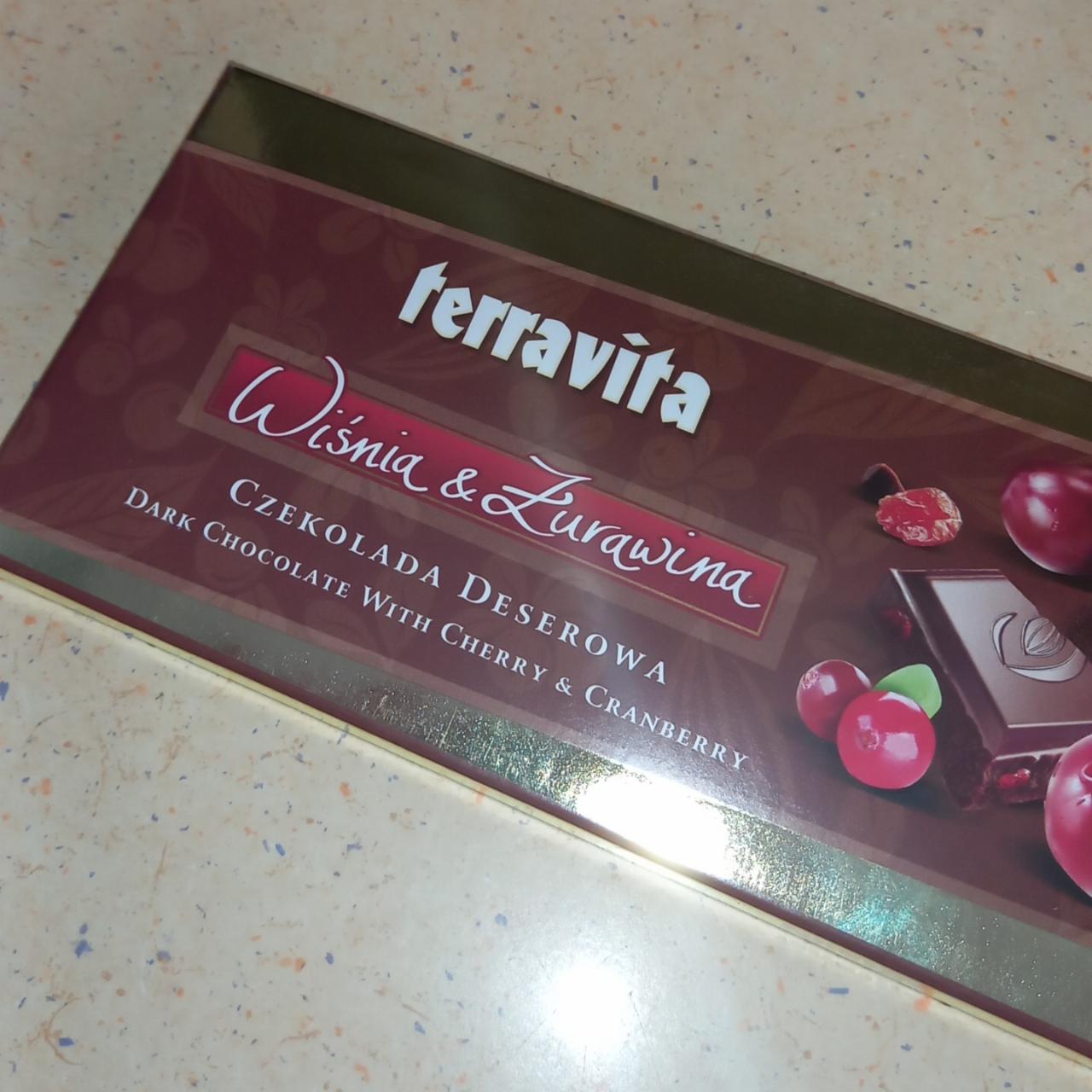 Фото - Шоколад чорний з вишнею та журавлиною Dark Chocolate With Cherry Cranberry Terravita