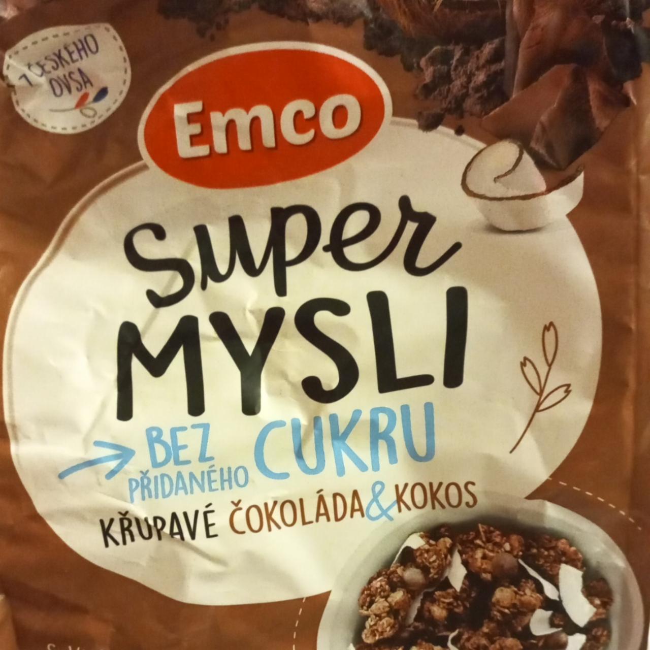 Фото - Super Mysli bez přidaného cukru křupavé čokoláda&kokos Emco