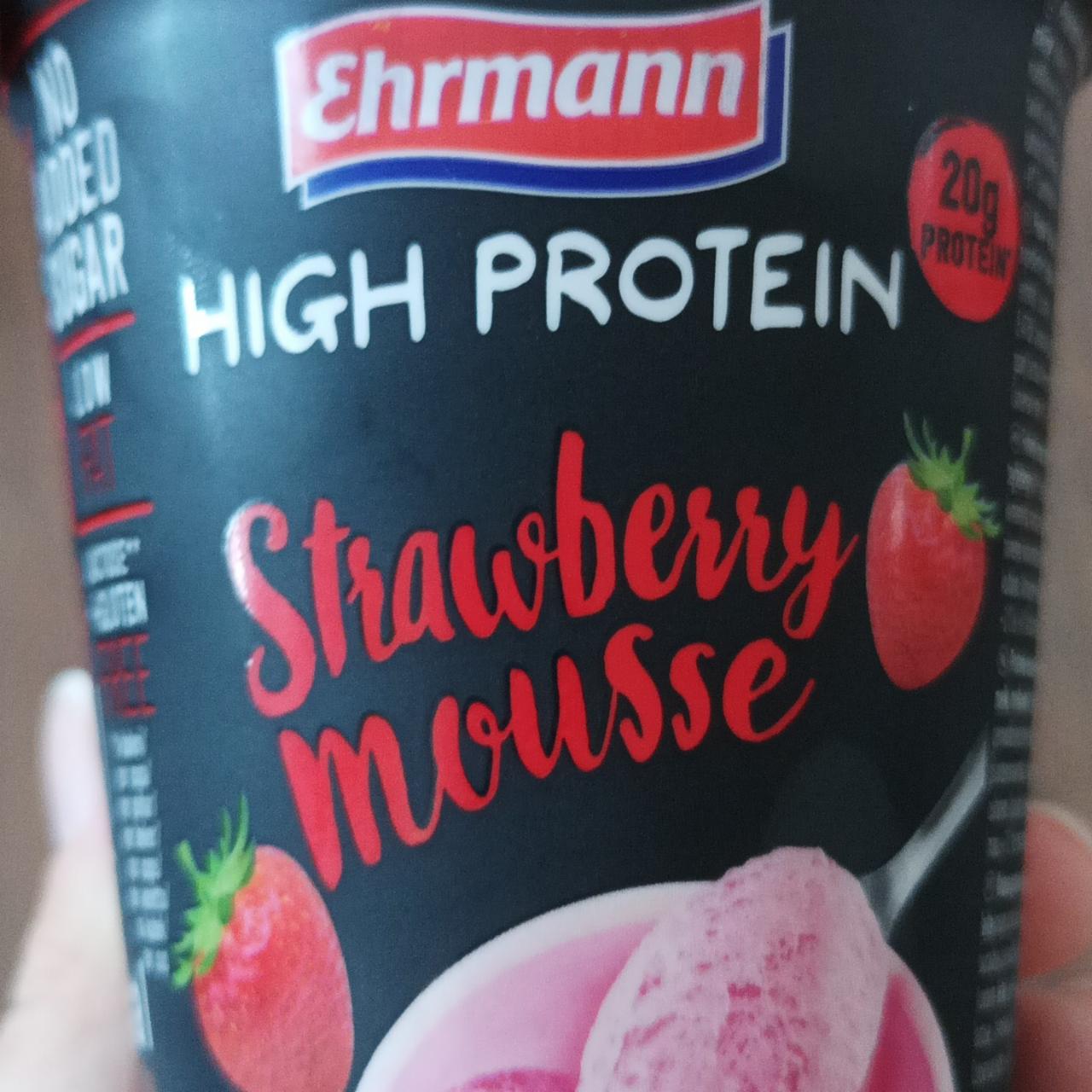 Фото - Мус полуничний High Protein Strawberry Mousse High Protein Ehrmann