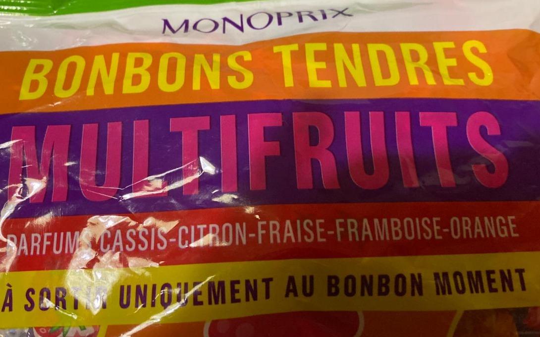 Фото - Bonbons tendres multifruits parfums cassis citron fraise framboise orange Monoprix