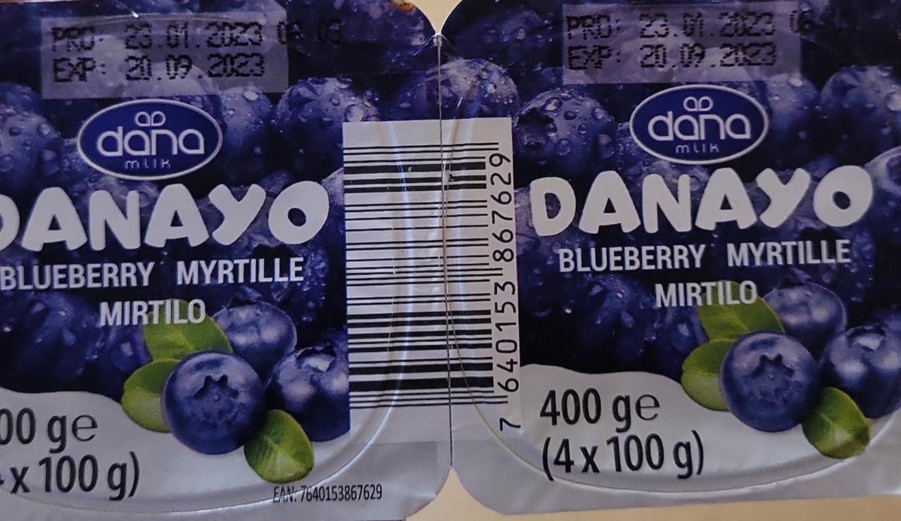 Фото - Йогурт 0.1% чорниця Blueberry Myrtille Mirtilo Danayo Dana Milk