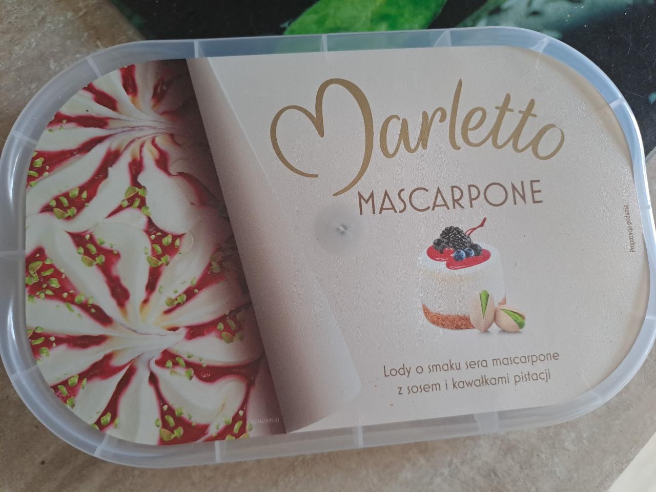 Фото - Морозиво зі смаком сиру Mascarpone із соусом та шматочками фісташок Marletto