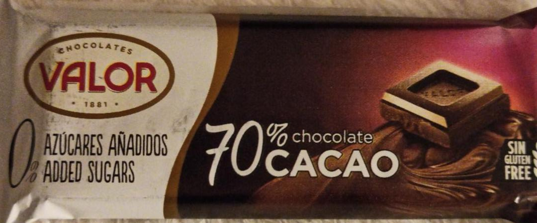 Фото - Батончик шоколадний 70% какао Valor