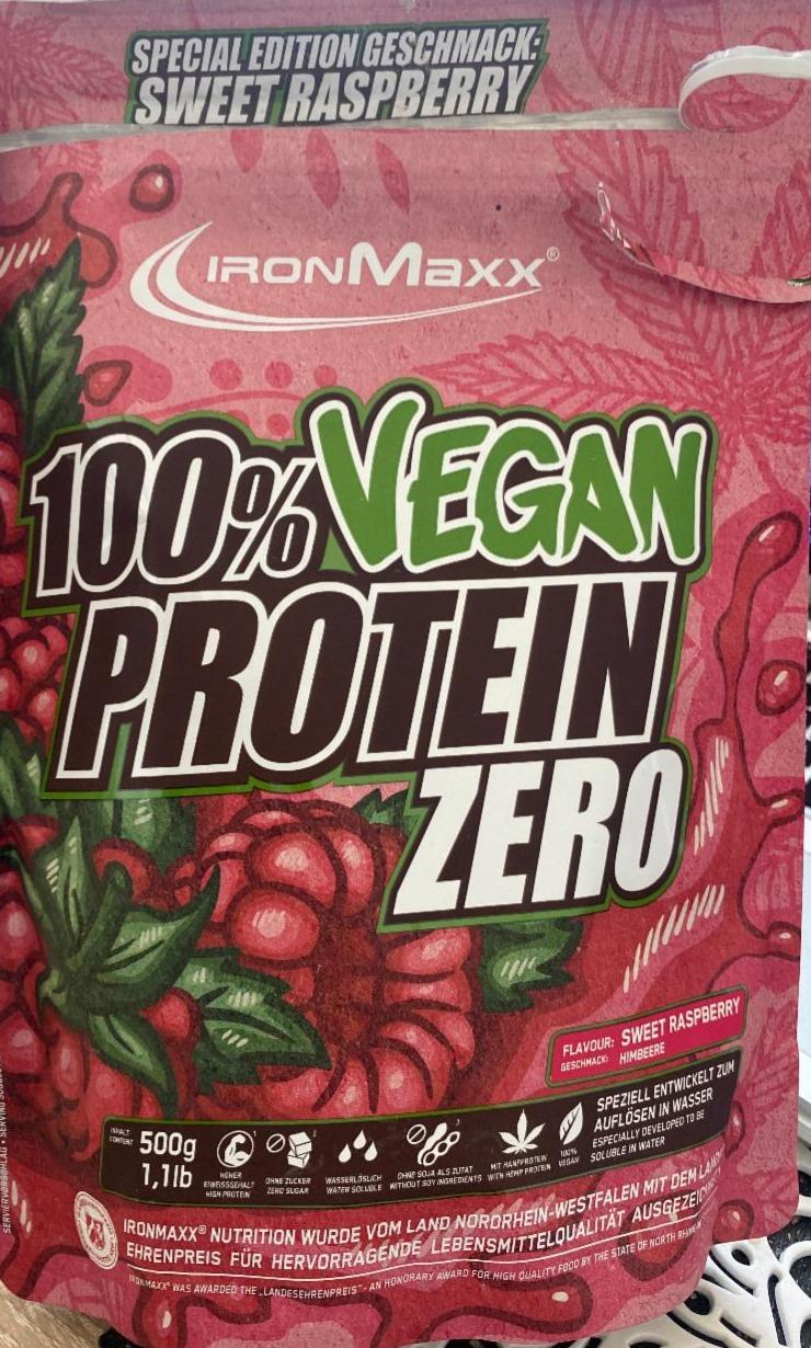 Фото - Протеїн 100% зі смаком малини Raspberry Vegan Protein Zero IronMaxx