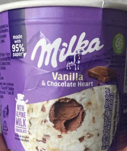 Фото - Морозиво ванільне з шоколадом Vanilla & Chocolate Heart Milka
