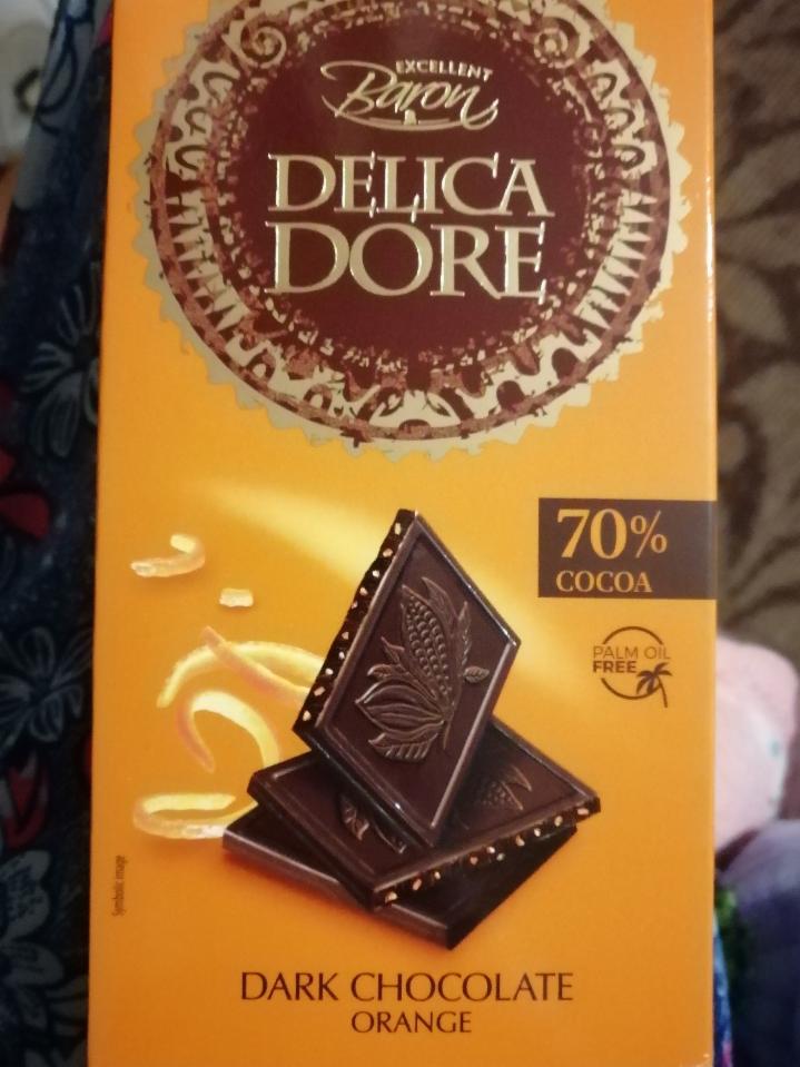 Фото - Шоколад чорний 70% Апельсин Dark Chocolate Orange Delica Dore Baron