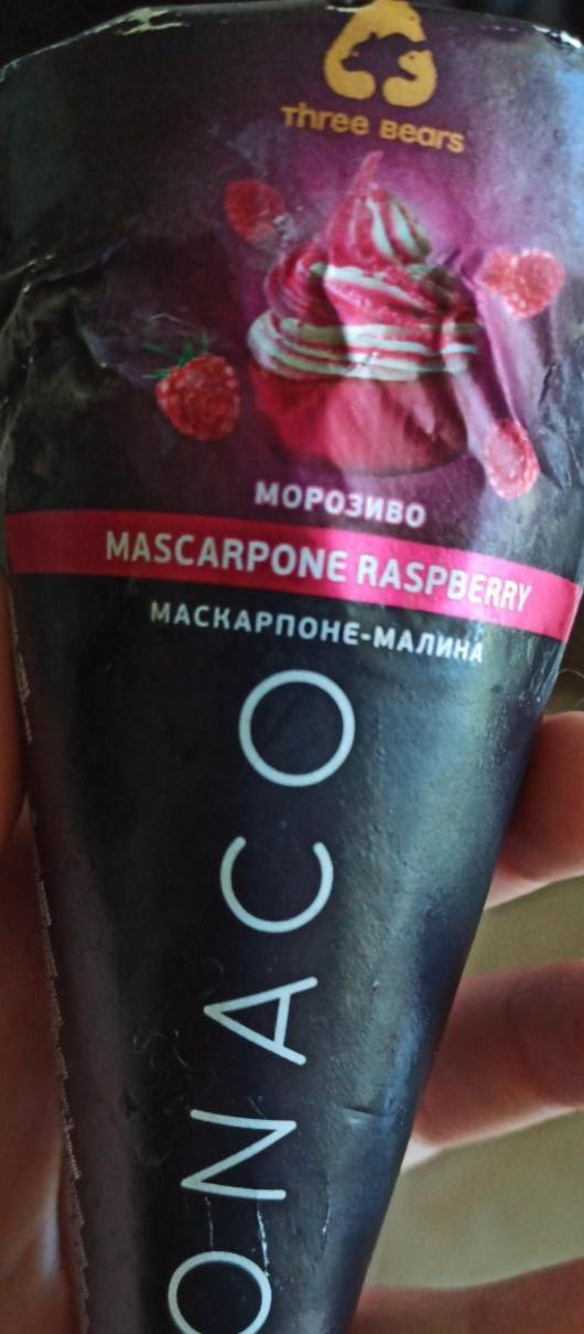 Фото - Морозиво 10% у ріжку Mascarpone-Raspberry Monaco Three Bears