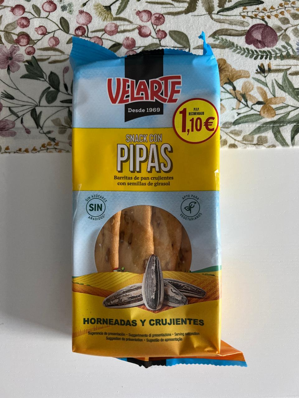 Snack con pipas horneadas y crujientes Velarte - калорійність, харчова  цінність ⋙TablycjaKalorijnosti