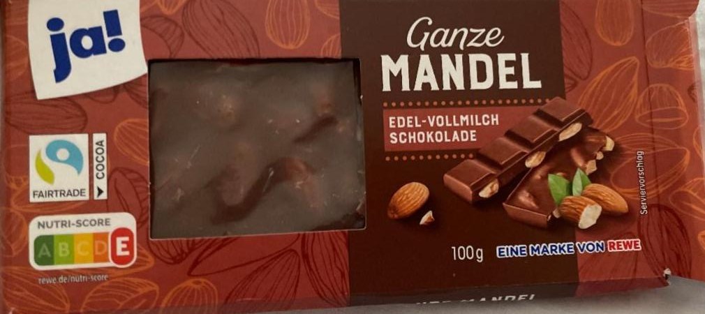Фото - Ganze Mandel Edel-Vollmilch Schokolade Ja!