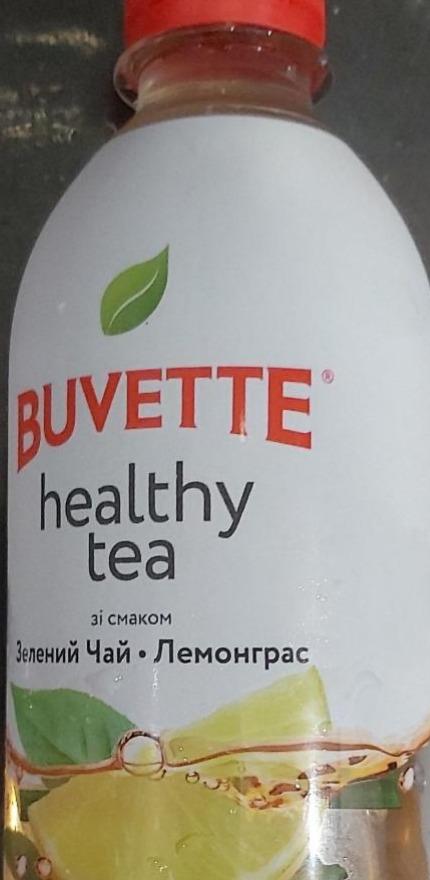 Фото - Напій безалкогольний негазований соковмісний пастеризований Healthy tea зі смаком зеленого чаю та лемограса Buvette